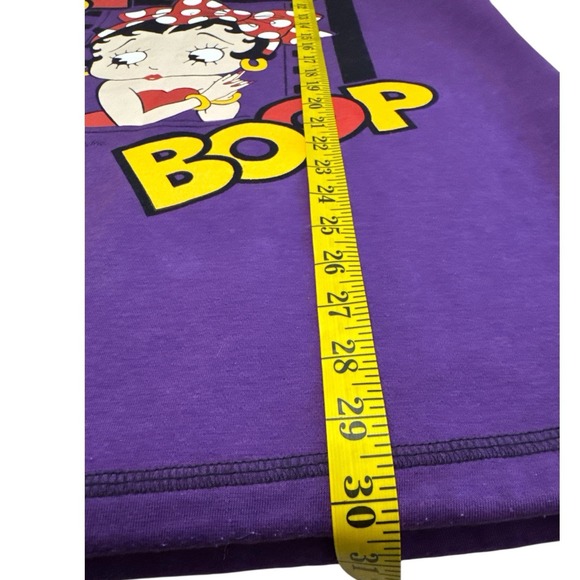 Vintage Betty Boop Purple Graphic Sweatshirt High Neck Drawstring L/XL - Picture 6 of 7